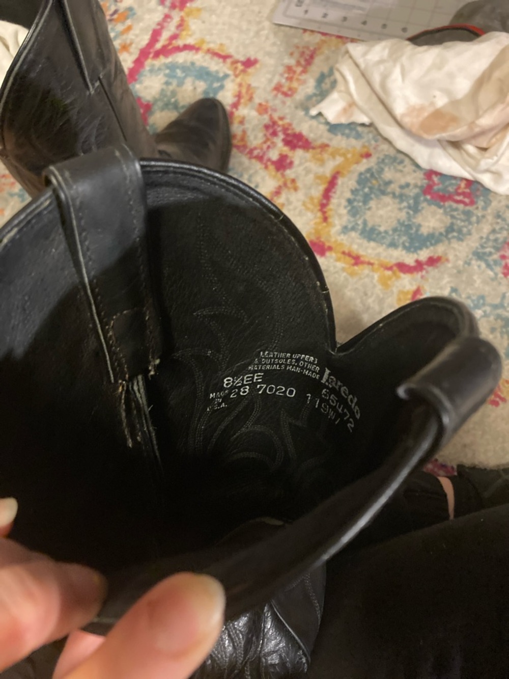 Vintage Laredo Mens Black Leather Western Cowboy Boots Size 8.5 - Picture 8 of 12